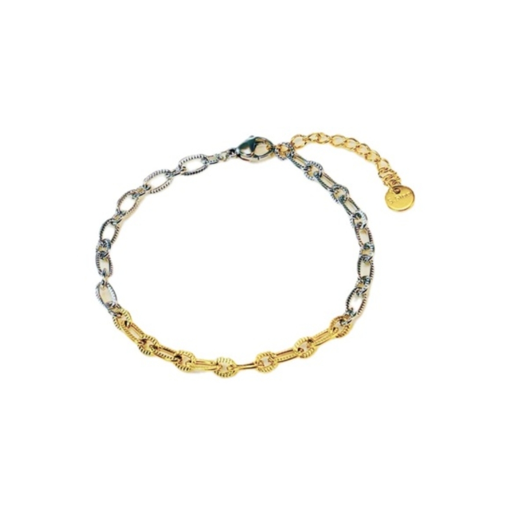 Two Tone Oval Link Bracelet
